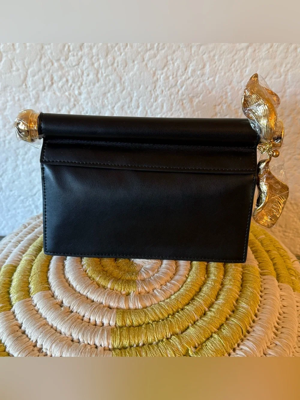 JW PEI Holly Metal Pendant Embellished Clutch Black